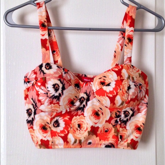 Floral Print Boustier Mid-drift Tank