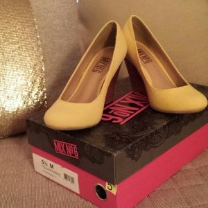 Yellow Fabric Wedge Heels