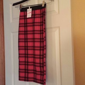 Red plaid pencil skirt