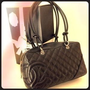 Authentic Chanel Black Quilted Ligne Cambon