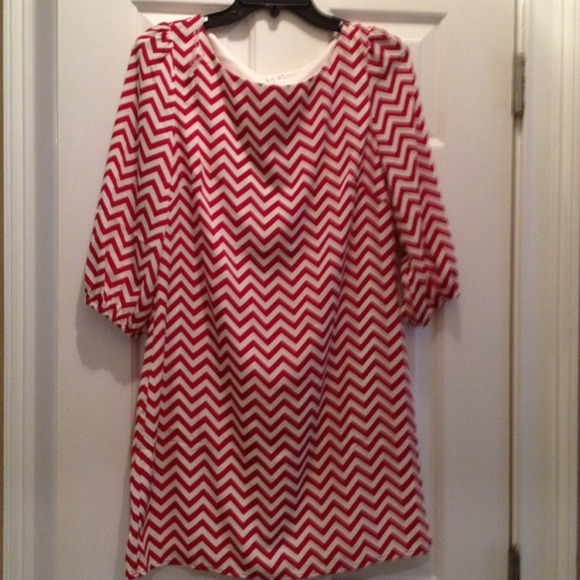 Garnet and white chevron dress