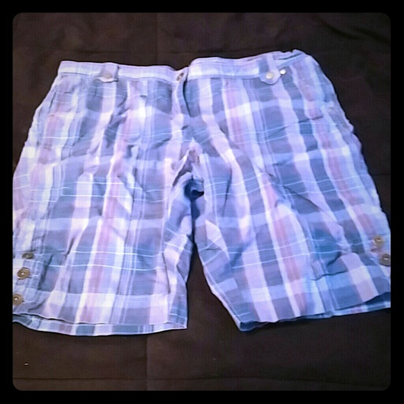 Purple & blue plaid shorts