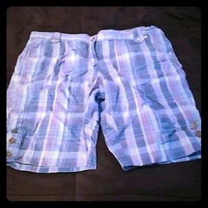 Purple & blue plaid shorts