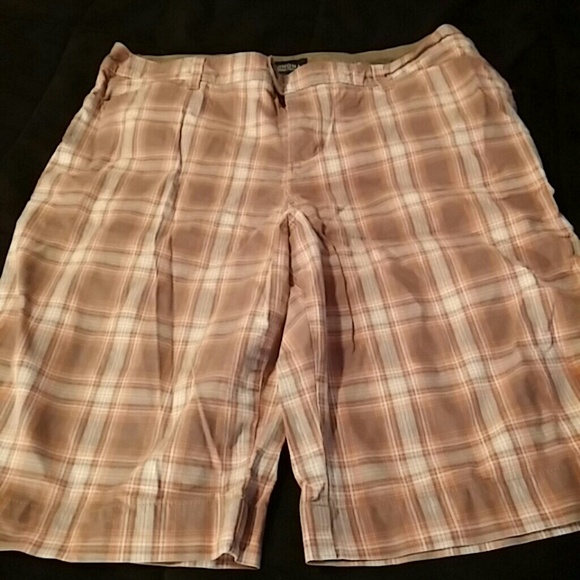 Orange & gray plaid shorts