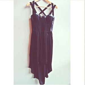 Black Corset dress with Faux Leather Trim