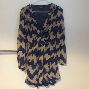 Blue and tan chevron dress! NWOT