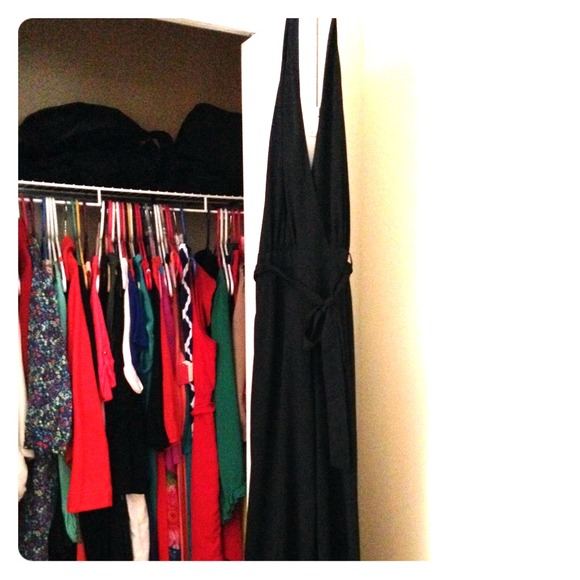 Black backless jumpsuit.