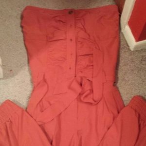 Rusty orange tube top jumper capri