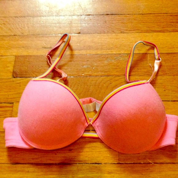 34 B pink push up bra with rainbow trim 💖