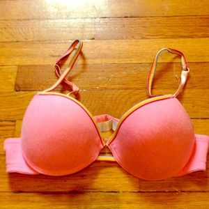 34 B pink push up bra with rainbow trim 💖