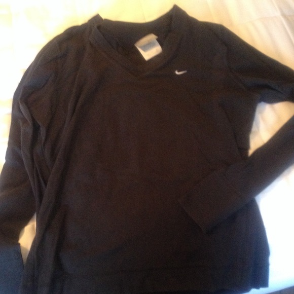 Solid black Nike workout top with Nike swish
