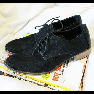 Black lace oxfords.