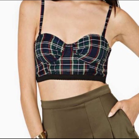 Plaid Nasty Gal/Lip Service Cult bustier crop top - Picture 2 of 2