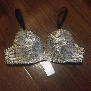 Silver sequin bra 32B