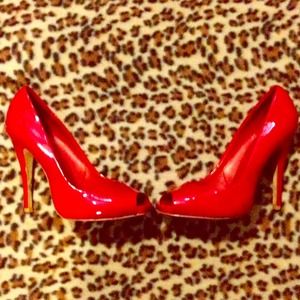 Red peep toe Aldo heels