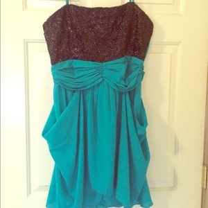Black and teal cocktail dress