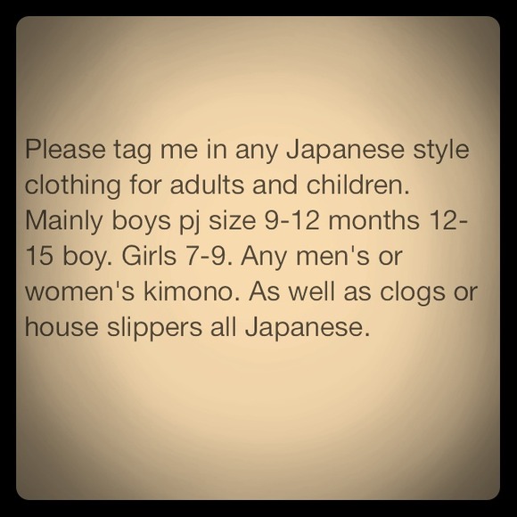 ISO Japanese style clothes and clogs for family.