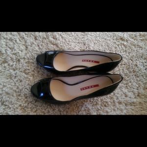 Brand new Prada shoes with open toe wedge