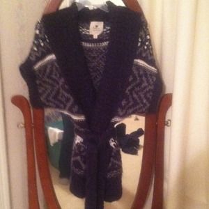 Navy, gray and ivory knitted sweater