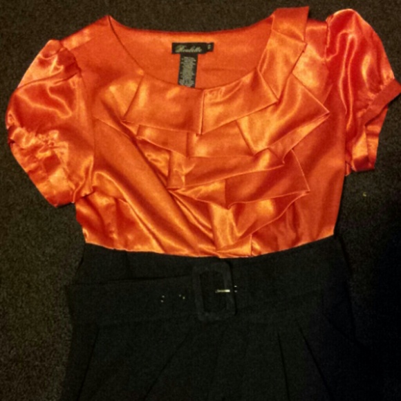 Dress melon ruffled toP with belt