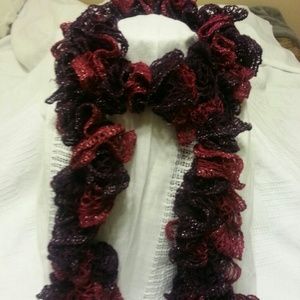 Handmade maroon and purple ruffle scarf