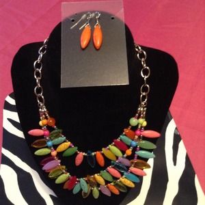 Fun 3-strand necklace & earrings