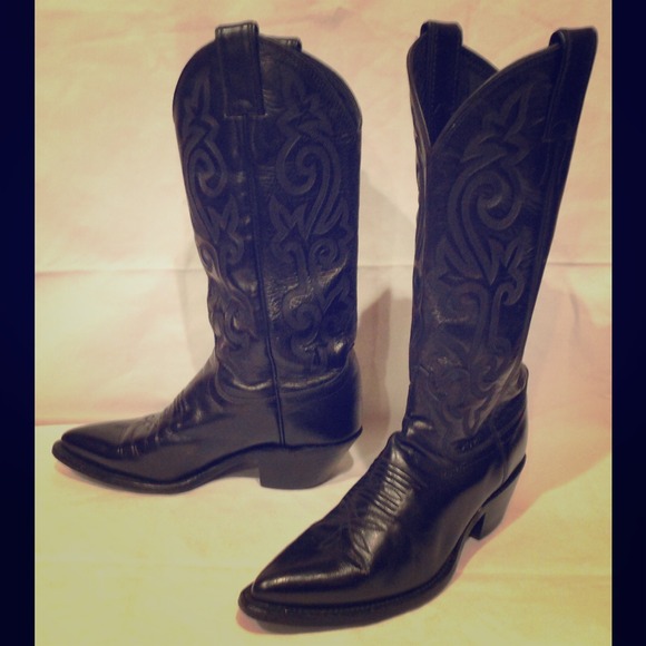 justin black leather boots