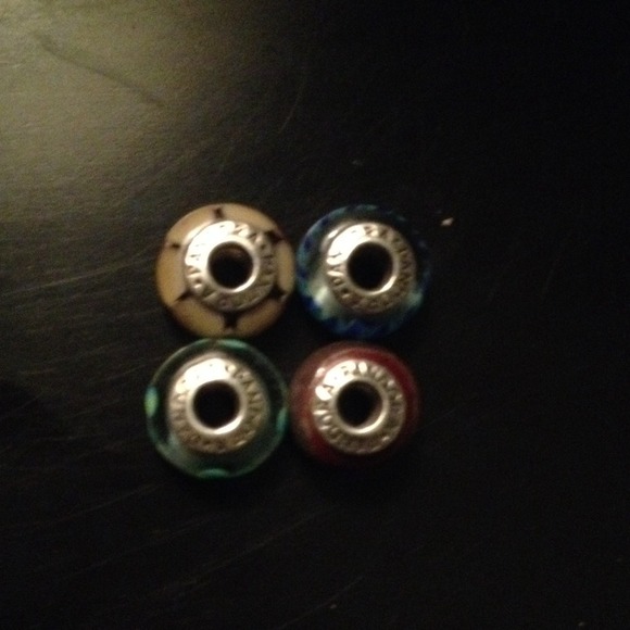 authentic glass pandora charms and bracelet bundle