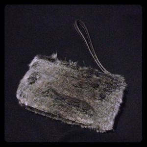 Never Been Used Gray Faux Fur Wristlet