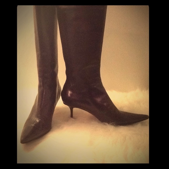 JIMMY CHOO chocolate calf length boots