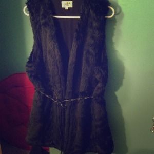 Faux fur vest with belt