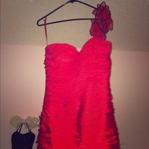 Red pageant gown
