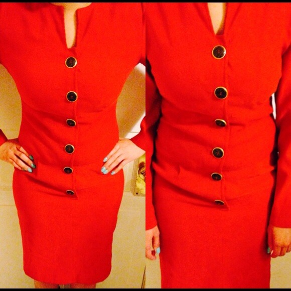 Red dress leopard buttons