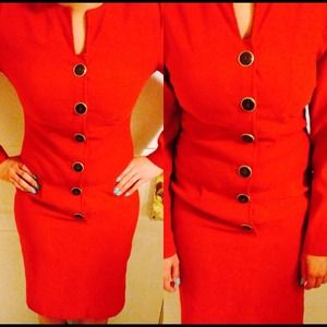 Red dress leopard buttons