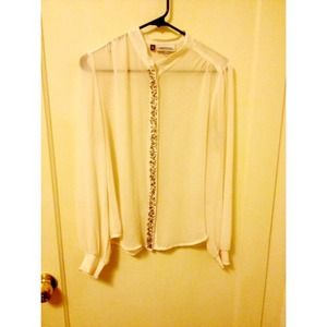 Off white, fresh, lightly see through blouse