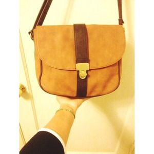 Tan with a little dark brown side purse!