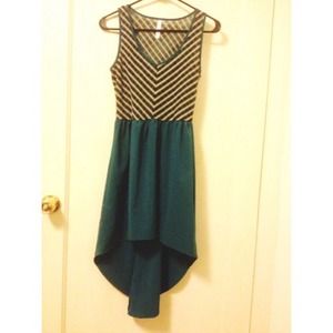 Turquoise & tan high/low dress!
