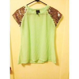 Light teal, sequined blouse!