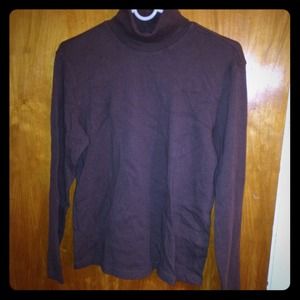 Brown Turtleneck Long Sleeve Shirt