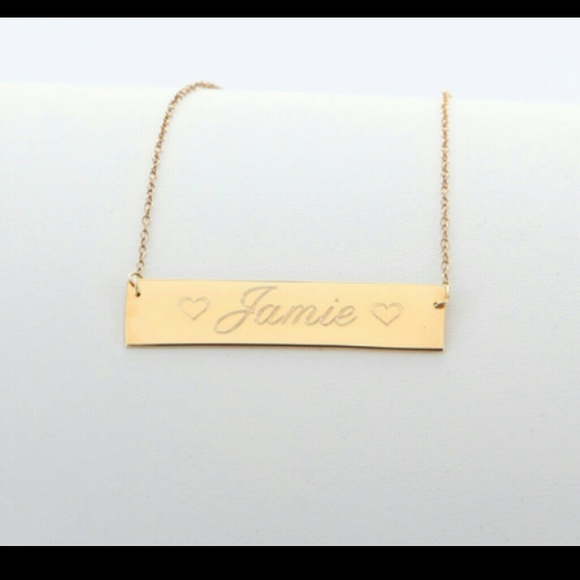 Name with Two Hearts Engraved Necklace