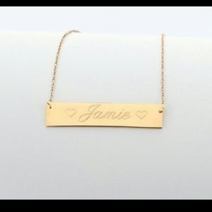 Name with Two Hearts Engraved Necklace