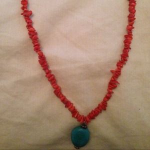Turquoise and coral necklace