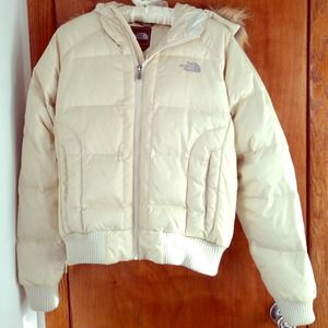 North Face down ivory jacket with fur parka