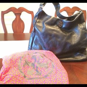 Tory Burch Black Leather Hobo Bag