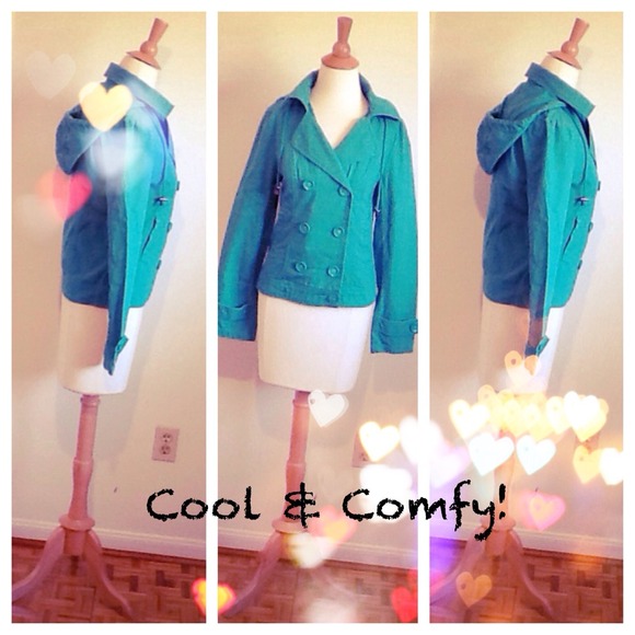 MINT DOUBLE BREASTED HOODED BOMBER JACKET SMALL