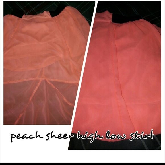 Peach sheer high low skirt