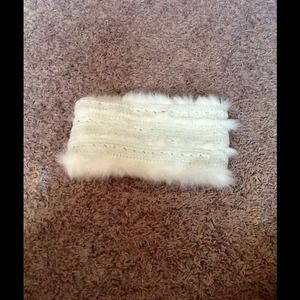 American Eagle Shimmery Faux-fur Knit Cream Snood