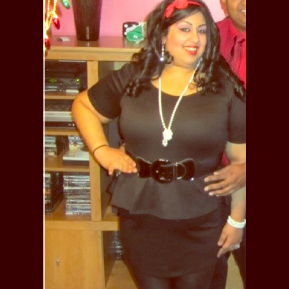 Black mini skirt style peplum dress juniors 2x