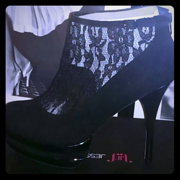 Black Suede & Lace Platform Booties