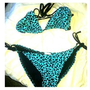 Neon blue leopard bikini